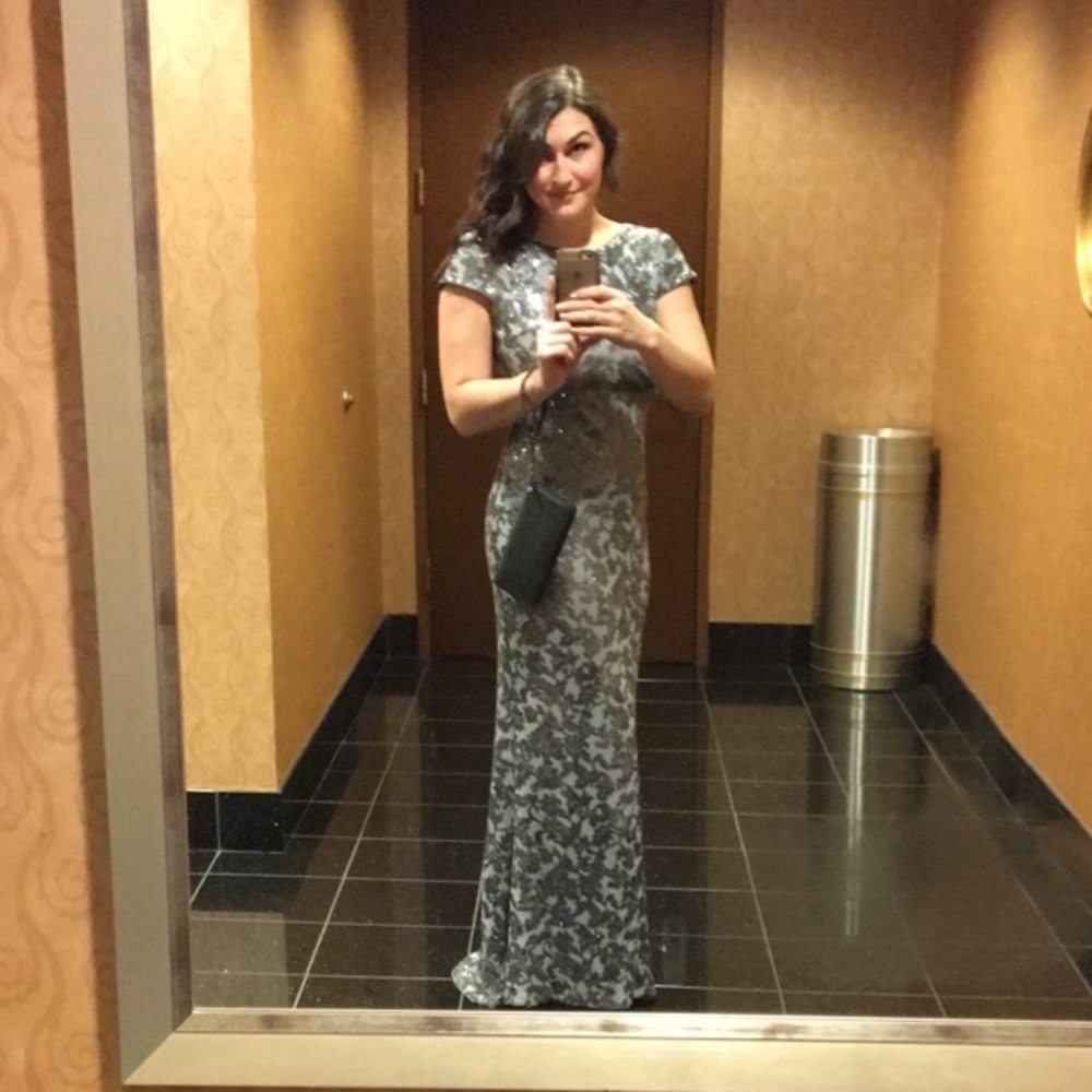 Size 6 Calvin Klein silver sequin gown